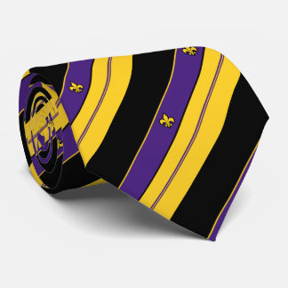 Purple and Gold Fleur-de-lis Pattern Tie