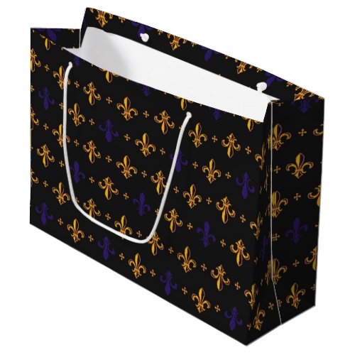Purple and Gold Fleurs De Lis Large Gift Bag