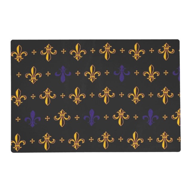 Purple and Gold Fleurs De Lis Placemat (Front)