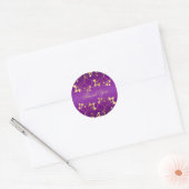 Purple and Gold Floral 1.5" Round Sticker (Envelope)