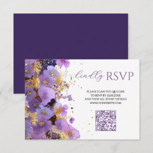 Purple and Gold Floral Bat Mitzvah RSVP Card