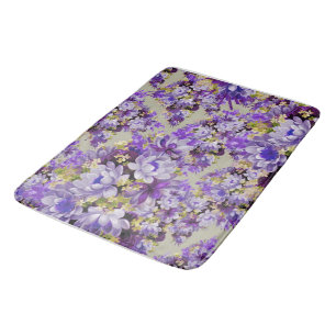 Purple And Gold Floral Bath Mat