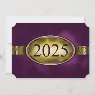 Purple and Gold Floral Button 2025 Card
