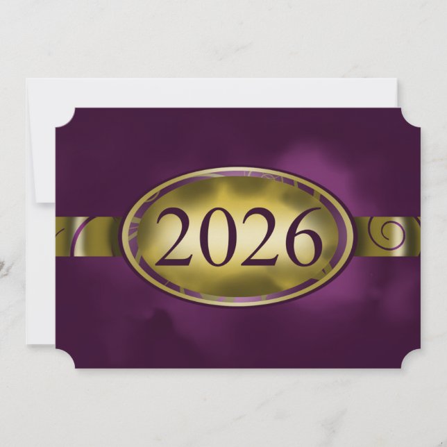 Purple and Gold Floral Button 2026 Card (Front)