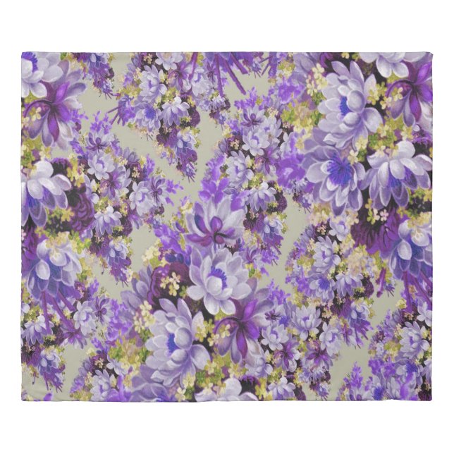 Purple And Gold Floral Duvet Cover (Front)
