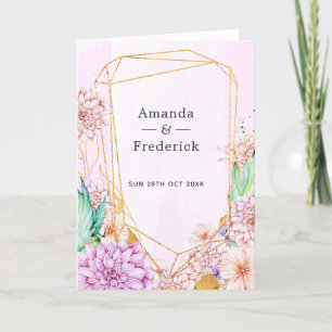 Purple and Gold Floral Geometric Wedding Program