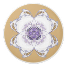 Purple and Gold Floral-Look Fractal Art Golden