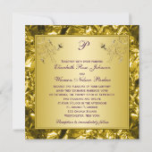 Purple and Gold Floral Monogram Wedding Invitation (Back)