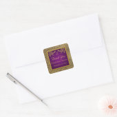 Purple and Gold Floral Monogram Wedding Sticker (Envelope)