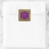Purple and Gold Floral Monogram Wedding Sticker (Bag)