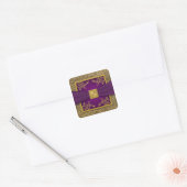 Purple and Gold Floral Monogram Wedding Sticker (Envelope)