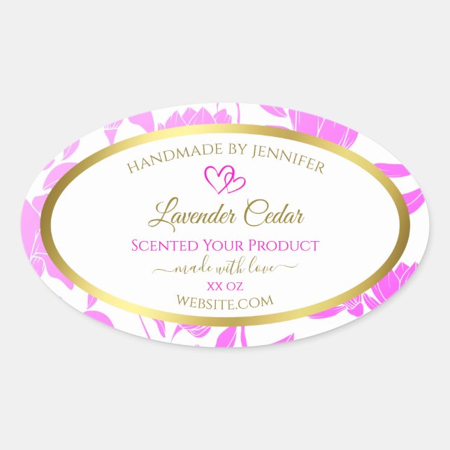 Purple and Gold Floral Product Packaging Labels (Front)