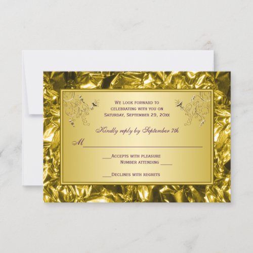 Purple and Gold Floral RSVP Card