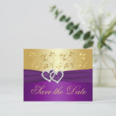 Purple and Gold Floral Save the Date Card (Standing Front)