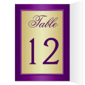 Purple and Gold Floral Table Number Card (Inside (Left))