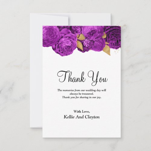 Purple And Gold Floral Thank You Card