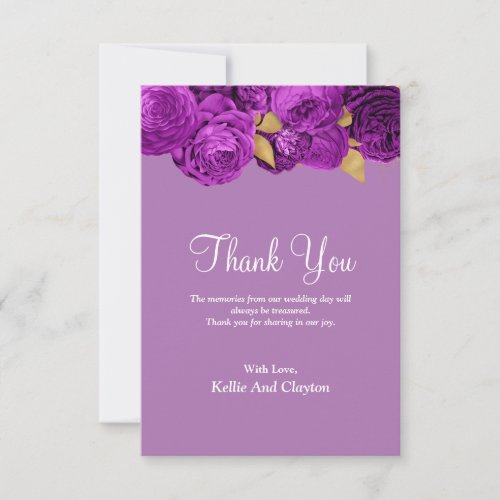 Purple And Gold Floral Thank You Card