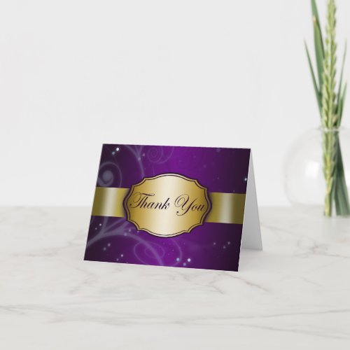 Purple and Gold Floral Thank You Card