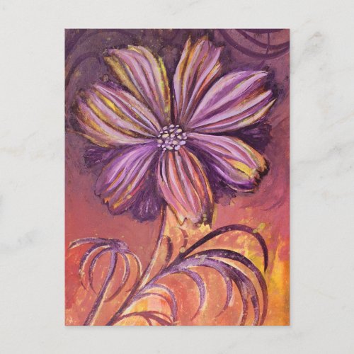     Purple And Gold Floral Watercolor Vibrant Bold Postcard