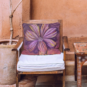     Purple And Gold Floral Watercolor Vibrant Bold Throw Pillow