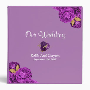Purple And Gold Floral Wedding Album 3 Ring Binder