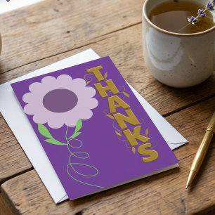 Purple and Gold Flower Thank You Card
