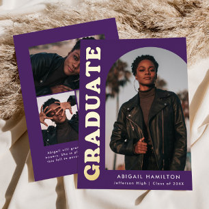 Purple and Gold Foil Arch Graduation Announcement