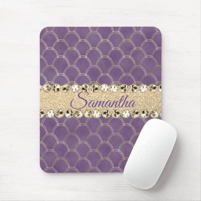Purple and Gold Foil Diamond Bling               Mouse Pad (With Mouse)