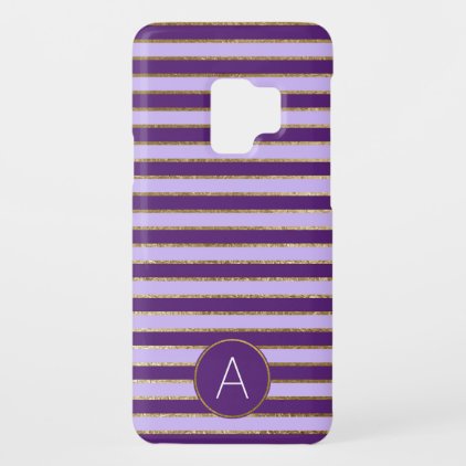 Purple and Gold Foil Stripe Monogram Pattern Case-Mate Samsung Galaxy S9 Case