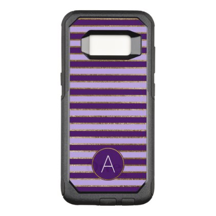 Purple and Gold Foil Stripe Monogram Pattern OtterBox Commuter Samsung Galaxy S8 Case