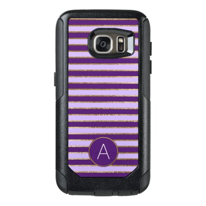 Purple and Gold Foil Stripe Monogram Pattern OtterBox Samsung Galaxy S7 Case