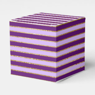 Purple and Gold Foil Stripes Birthday Party Favor Boxes