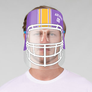 Purple and Gold Football Helmet Custom Name Face Shield