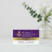 Purple and Gold Freemason Grand Lodge Masonic Business Card (Standing Front)