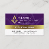 Purple and Gold Freemason Grand Lodge Masonic Business Card (Front)