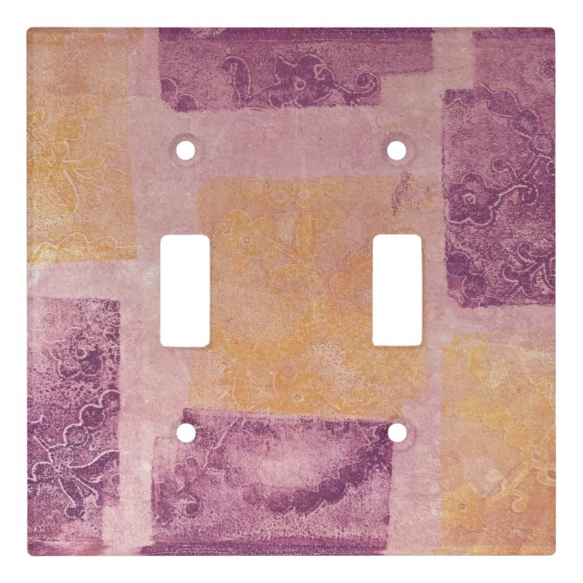 Purple and Gold Gel Print Light Switch Cover (Front)