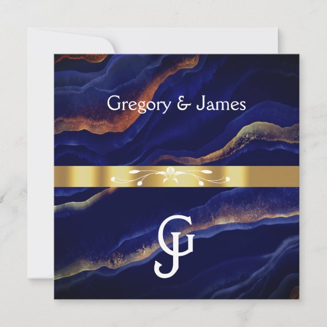 Purple and Gold Geode Agate Wedding  Invitation (Front)