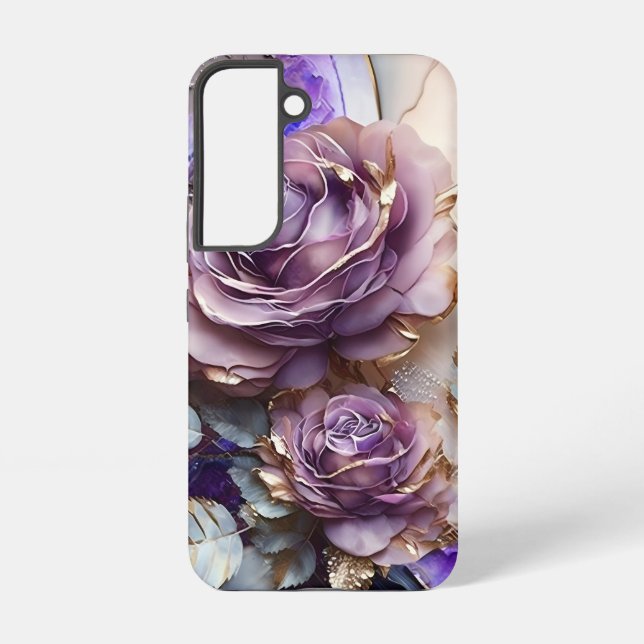 Purple and Gold Giant Roses  Samsung Galaxy Case (Back)
