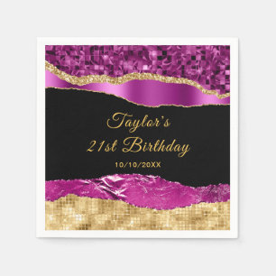 Purple and Gold Glam Tears Birthday Party Napkins