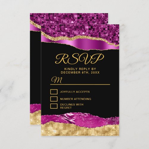 Purple and Gold Glam Tears Sweet Sixteen RSVP Card