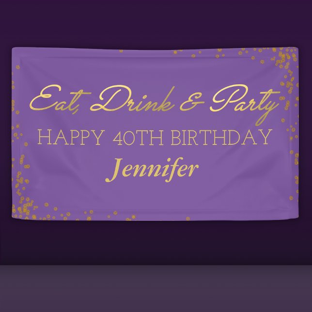 Purple and Gold Glamor Adult Happy Birthday Banner (Creator Uploaded)
