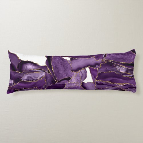 Purple and gold glitter agate body pillow