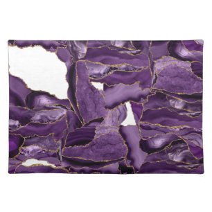 Purple and gold glitter agate cloth placemat