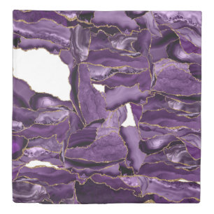 Purple and gold glitter agate duvet cover