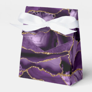 Purple and gold glitter agate favor boxes