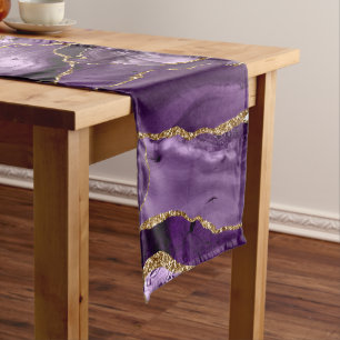 Purple and gold glitter agate medium table runner