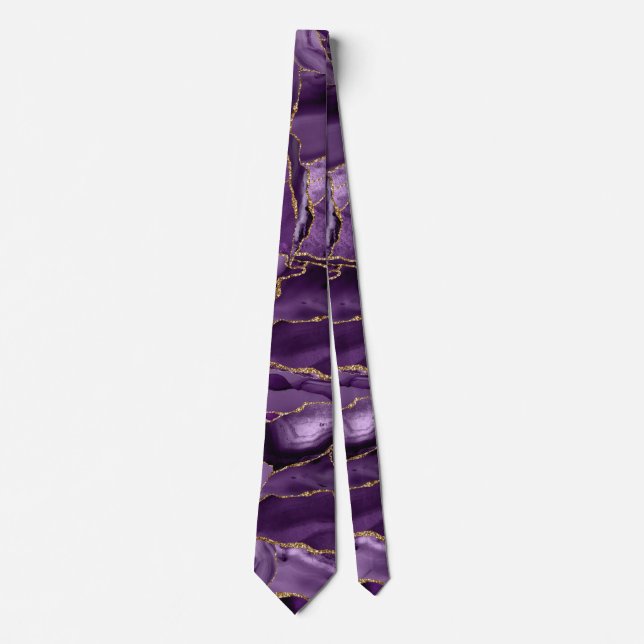 Purple and gold glitter agate neck tie (Front)