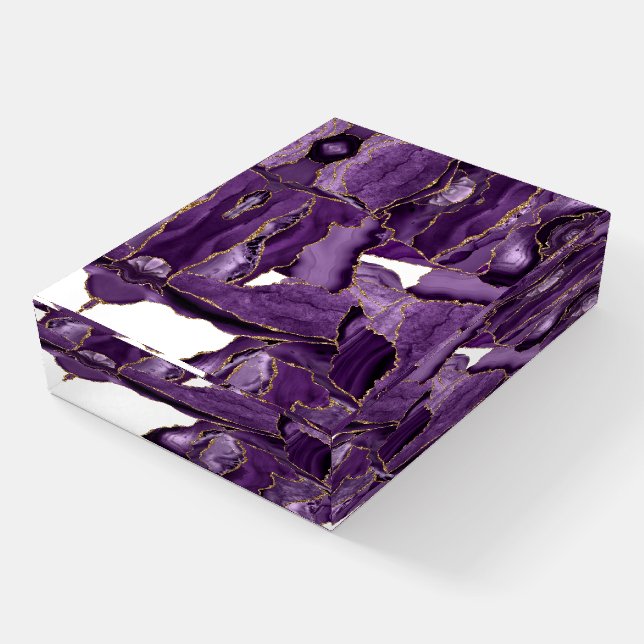 Purple and gold glitter agate paperweight (Angled)