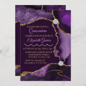 Purple and Gold Glitter Agate Quinceanera Invitation (Front/Back)