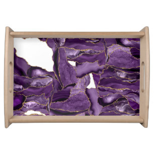 Purple and gold glitter agate serving tray